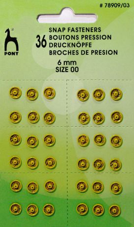 Кнопки для одежды "Pony", цвет: желтый, диаметр 6 мм, 36 шт