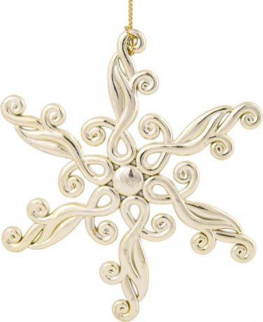 Новогоднее подвесное елочное украшение Magic Time "Снежинка блестящая в золоте", 11,5 x 11,5 x 0,3 см