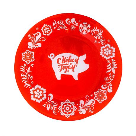 Тарелка "С Новым годом", цвет: белый, красный, диаметр 20 см