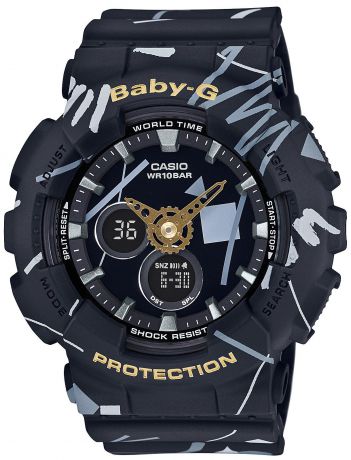 Часы наручные женские Casio "Baby-G", цвет: черный, серый. BA-120SC-1A