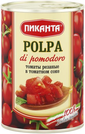 Пиканта томаты резаные в томатном соке, 400 г