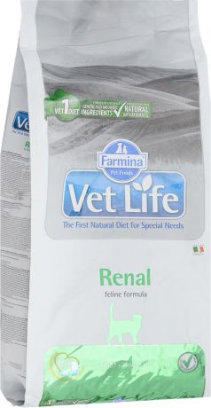 Корм сухой Farmina "Vet Life" для кошек, для поддержания функции почек при почечной недостаточности, диетический, 5 кг