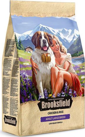 Корм сухой Brooksfield Adult Dog Large Breed, для взрослых собак крупных пород, курица, рис, 12 кг