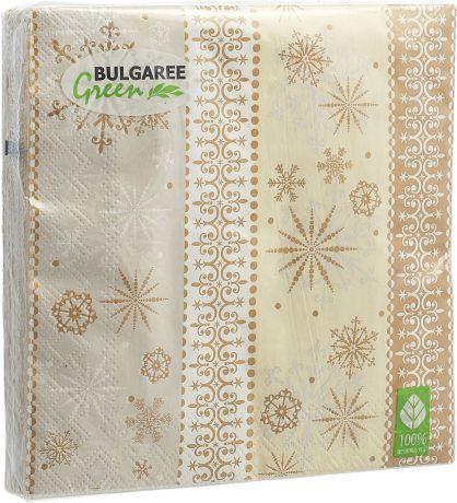 Салфетки бумажные Bulgaree Green "Снежинки на ванили", 3-х слойные, 20 шт