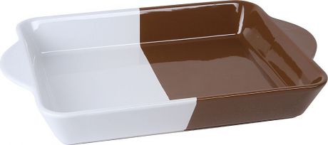Форма для запекания "Pomi d’Oro", прямоугольная, с керамическим покрытием, цвет: белый, шоколадный, 3 л