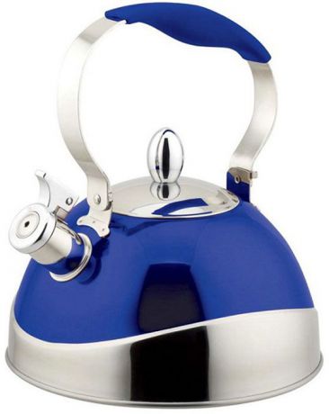 Чайник "Teco", со свистком, цвет: серый, синий, 3 л. TC-107-B