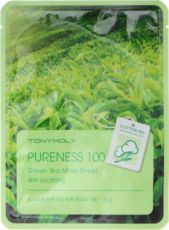 TonyMoly Тканевая маска для лица с экстрактом зеленого чая PURE100 GREEN TEA MASK SHEET, 21 гр