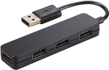 Разветвитель Hama Slim USB 2.0, 4 порта, цвет черный