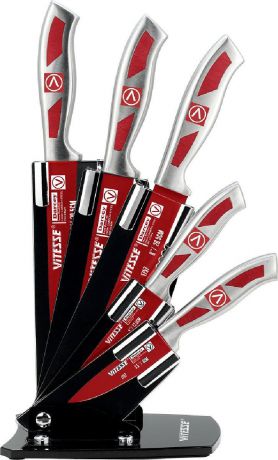 Набор ножей Vitesse "Darcey", цвет: красный, 7 предметов. VS-1757