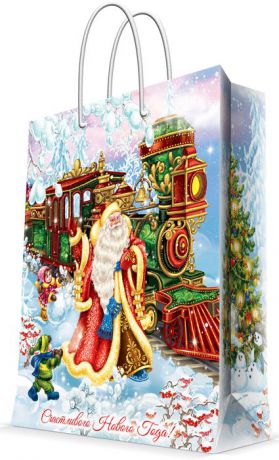 Пакет бумажный Magic Time "Новогодний поезд", 26 см.78279