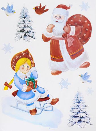 Украшение новогоднее оконное Winter Wings "Дед Мороз и Снегурочка", 11 шт