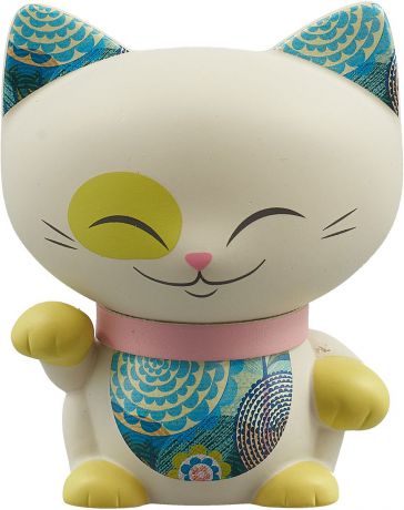 Статуэтка Mani The Lucky Cat "Кот Удачи", 9316188070409, белый, голубой