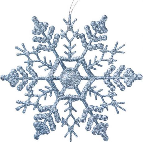 Новогоднее подвесное елочное украшение Magic Time "Снежинка-паутинка голубая", 16,5 x 16,5 x 0,2 см