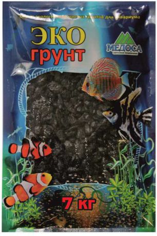 Грунт для аквариума "ЭКОгрунт", мраморная крошка, блестящая, цвет: черный, 5-10 мм, 7 кг