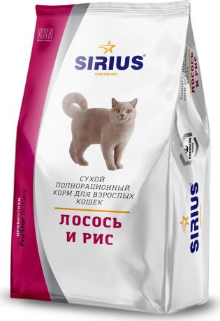 Сухой корм для кошек Sirius, лосось и рис, 1,5 кг
