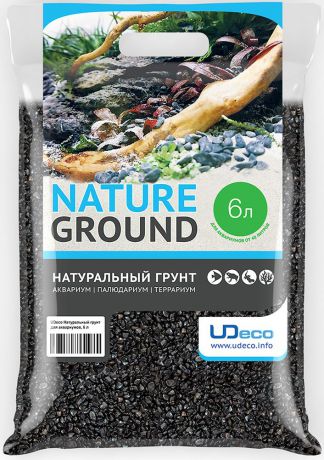 Грунт для аквариума UDeco "Черный гравий", натуральный, 4-6 мм, 6 л