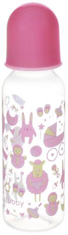 Lubby Бутылочка для кормления с силиконовой соской Малыши и малышки от 0 месяцев цвет розовый 250 мл