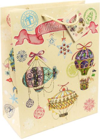 Пакет подарочный Magic Time "Новогодние воздушные шары", 17,8 х 22,9 х 9,8 см
