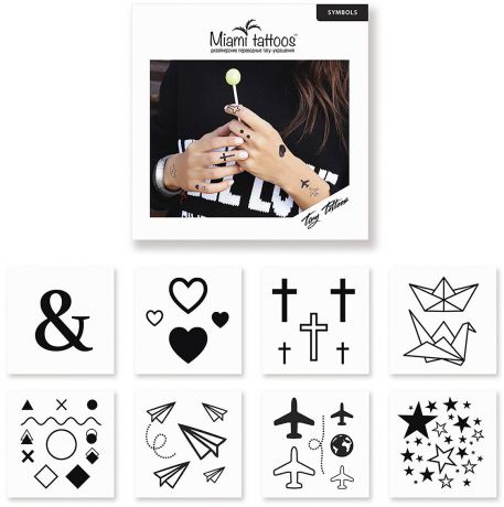 Miami Tattoos Комплект переводных тату "Symbols", 8 листов, 6 х 6 см