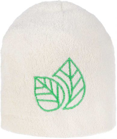Шапка для бани и сауны Доктор Баня "Листок", цвет: белый, зеленый