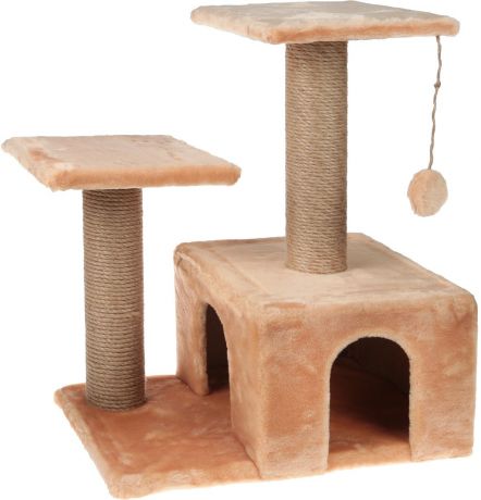 Игровой комплекс для кошек "Гамма", двухуровневый, цвет в ассортименте, 57 х 35 х 77 см