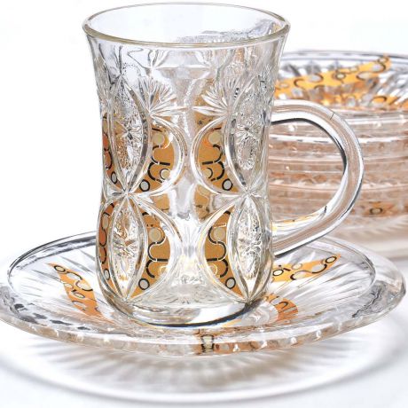Набор чайный Loraine, цвет: прозрачный, золотой, 12 предметов