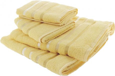 Набор полотенец Karna "Bale", цвет: желтый, 50 х 80 см, 70 х 140 см, 4 шт