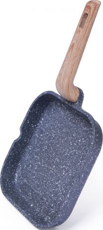 Сковорода-гриль Fissman "Tiny Chef", с антипригарным покрытием, цвет: черный. Диаметр 14 х 14 см