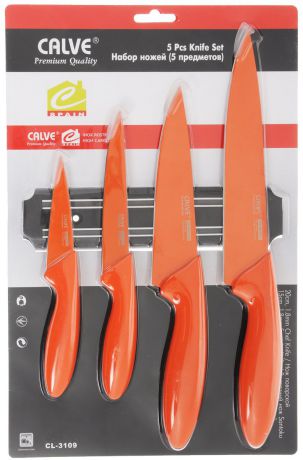 Набор ножей "Calve", цвет: оранжевый, 5 предметов