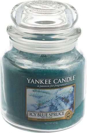 Свеча ароматизированная Yankee Candle "Заснеженная ель / Icy Blue Spruce" средняя в стеклянной банке, 1595578E, 411 г