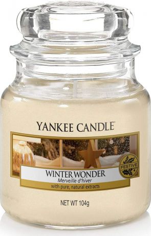 Свеча ароматизированная Yankee Candle "Новогоднее чудо", в стеклянной банке, 1595601E, 104 г