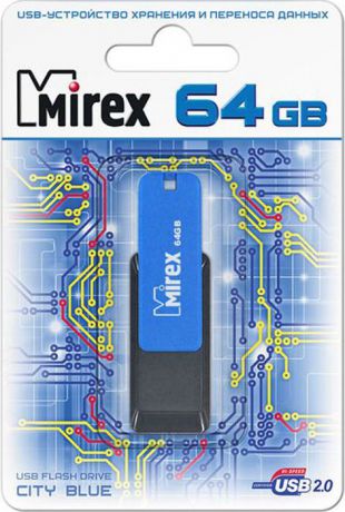 USB Флеш-накопитель Mirex City, 13600-FMUCIB64, 64GB, blue