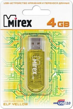 USB Флеш-накопитель Mirex Elf, 13600-FMUYEL04, 4GB, yellow