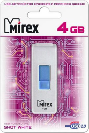 USB Флеш-накопитель Mirex Shot, 13600-FMUWST04, 4GB, white