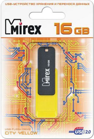 USB Флеш-накопитель Mirex City, 13600-FMUCYL16, 16GB, yellow