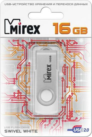 USB Флеш-накопитель Mirex Swivel Glossy, 13600-FMUSWT16, 16GB, white
