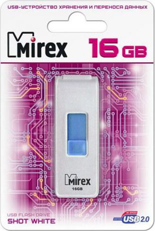 USB Флеш-накопитель Mirex Shot, 13600-FMUWST16, 16GB, white