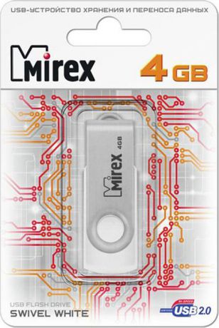 USB Флеш-накопитель Mirex Swivel Glossy, 13600-FMUSWT04, 4GB, white
