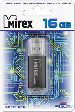 USB Флеш-накопитель Mirex Unit, 13600-FMUUND16, 16GB, black