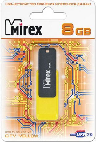 USB Флеш-накопитель Mirex City, 13600-FMUCYL08, 8GB, yellow