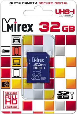 Карта памяти Mirex SD UHS-I Сlass 10, 13611-SD1UHS32, 32GB, blue
