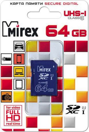 Карта памяти Mirex SD UHS-I Сlass 10, 13611-SD10CD64, 64GB, blue