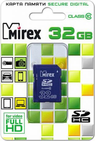 Карта памяти Mirex SD Сlass 10, 13611-SD10CD32, 32GB, blue