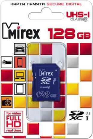 Карта памяти Mirex SD UHS-I Сlass 10, 13611-SD10C128, 128GB, blue