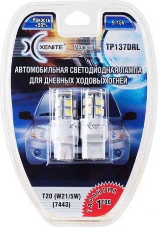 Автолампа Xenite TP-137DRL, светодиодная, 12V, T20, W21/5W, 1009540, 2 шт