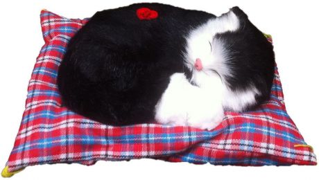 Vebtoy Фигурка Спящий котенок на коврике со звуком Мяу цвет черный