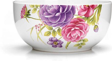 Суповая чашка Loraine "Камелия", цвет: белый, зеленый, фиолетовый, розовый, 580 мл. 77056