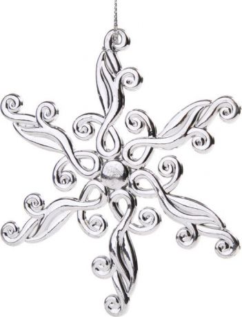 Новогоднее подвесное елочное украшение Magic Time "Снежинка блестящая в серебре", 11,5 x 11,5 x 0,3 см