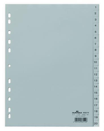 Разделитель индексный Durable 6522-10 A4 20 индексов 1-20