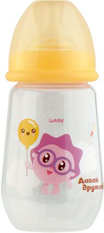 Бутылочка для кормления Lubby "Малышарики", 20898, желтый, от 0 месяцев, 250 мл